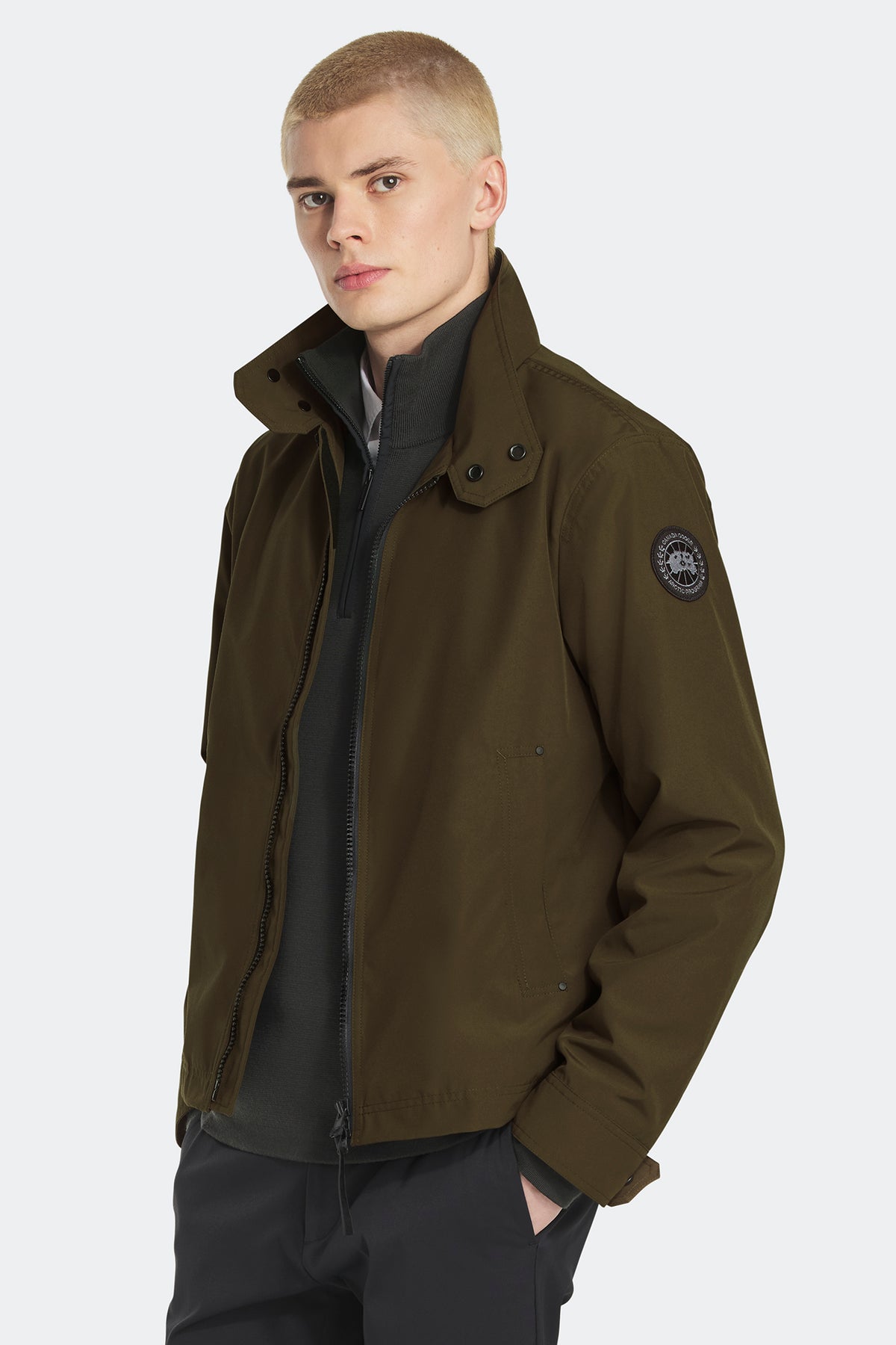 Rosedale Lightweight Jacket Black Disc - Military Green 49 - on_front_open_01