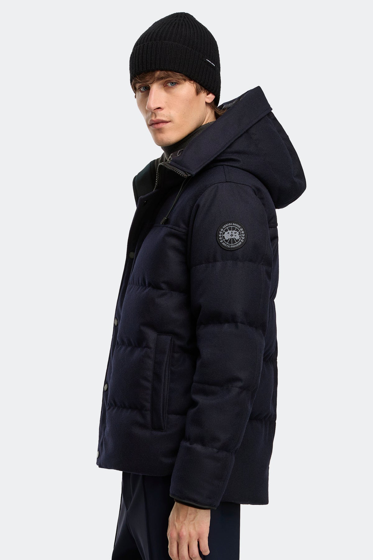 MacMillan Wool Parka - Atlantic Navy Melange 1161 - on_side_01