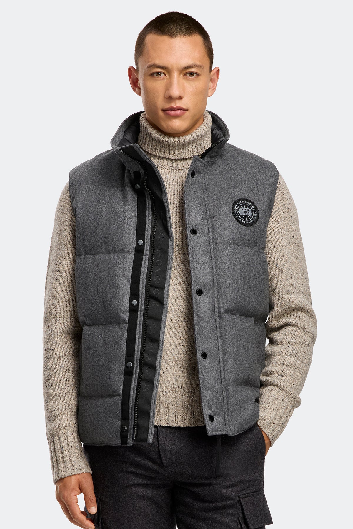 Garson Wool Vest - Slate Grey Melange 1551 - on_front_01