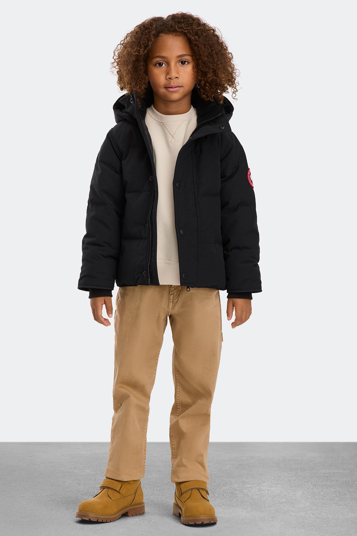 Kids Snowy Owl Parka - Black 61 - on_full_body_01