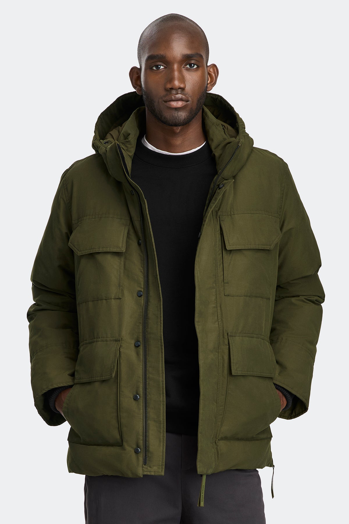 Maitland Cotton Parka - Military Green 9049 - on_front_01