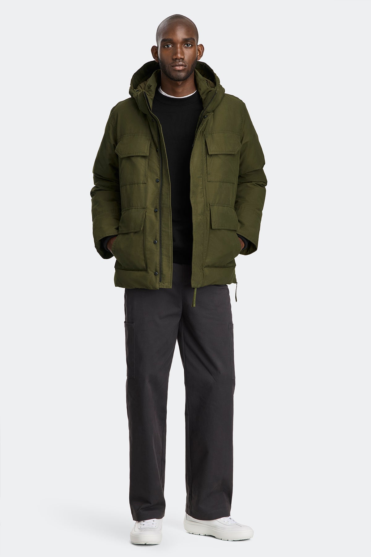Maitland Cotton Parka - Military Green 9049 - on_full_body_01