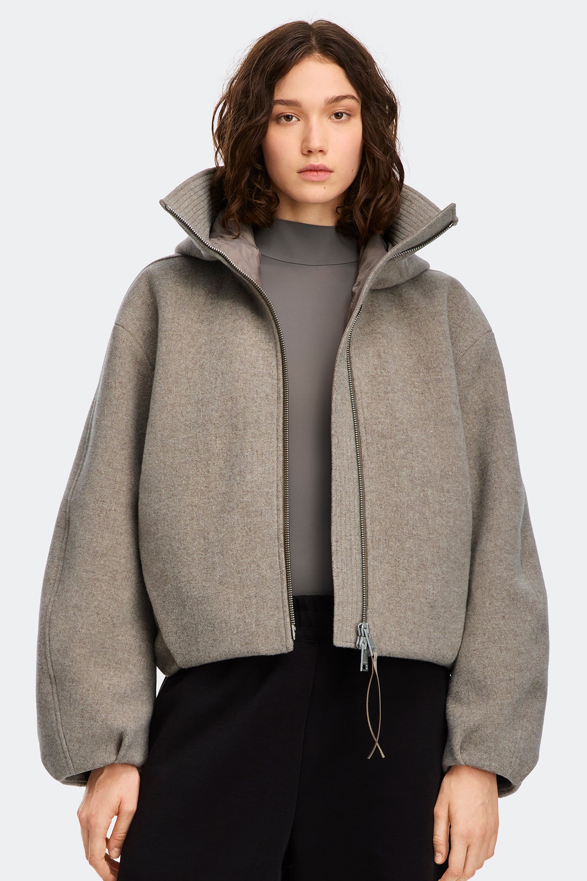 Chilliwack Wool Bomber - Black/Herringbone 9137 - on_front_01