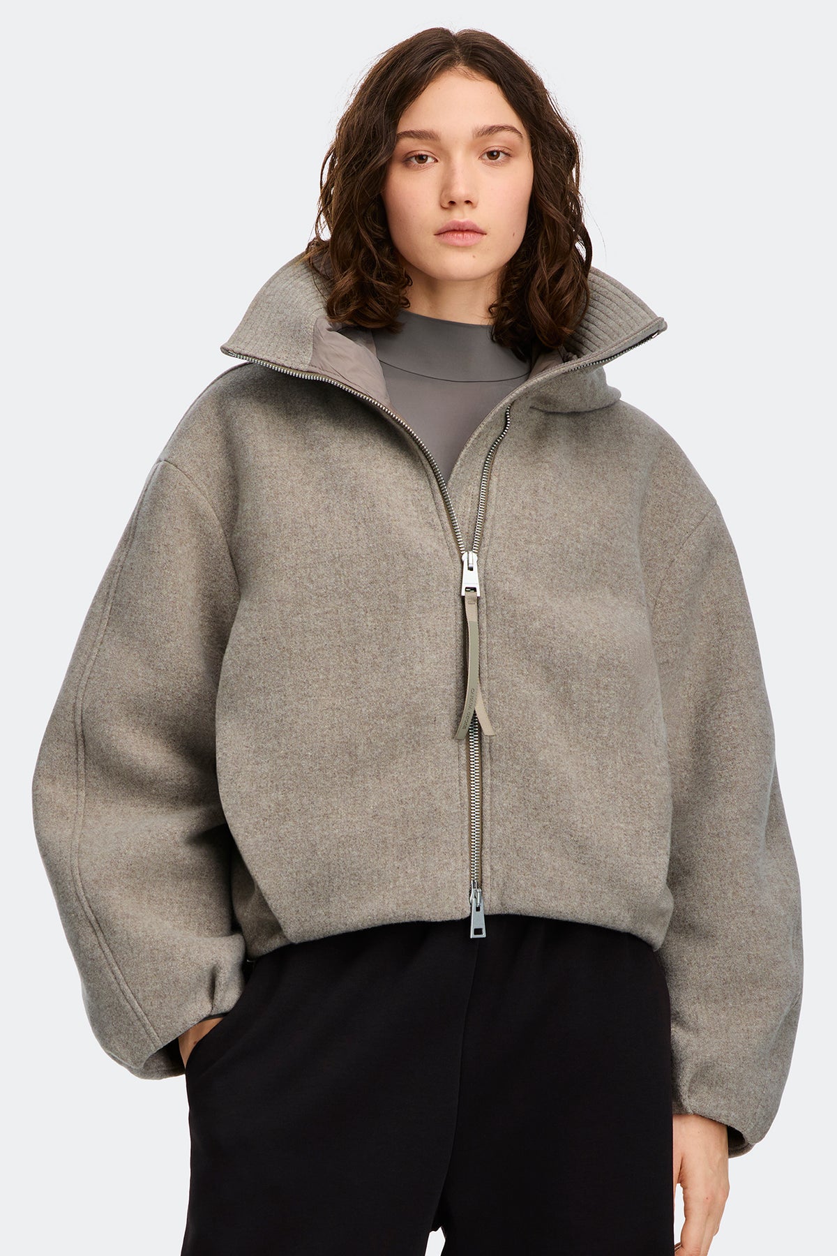 Chilliwack Wool Bomber - Black/Herringbone 9137 - on_front_closed_01