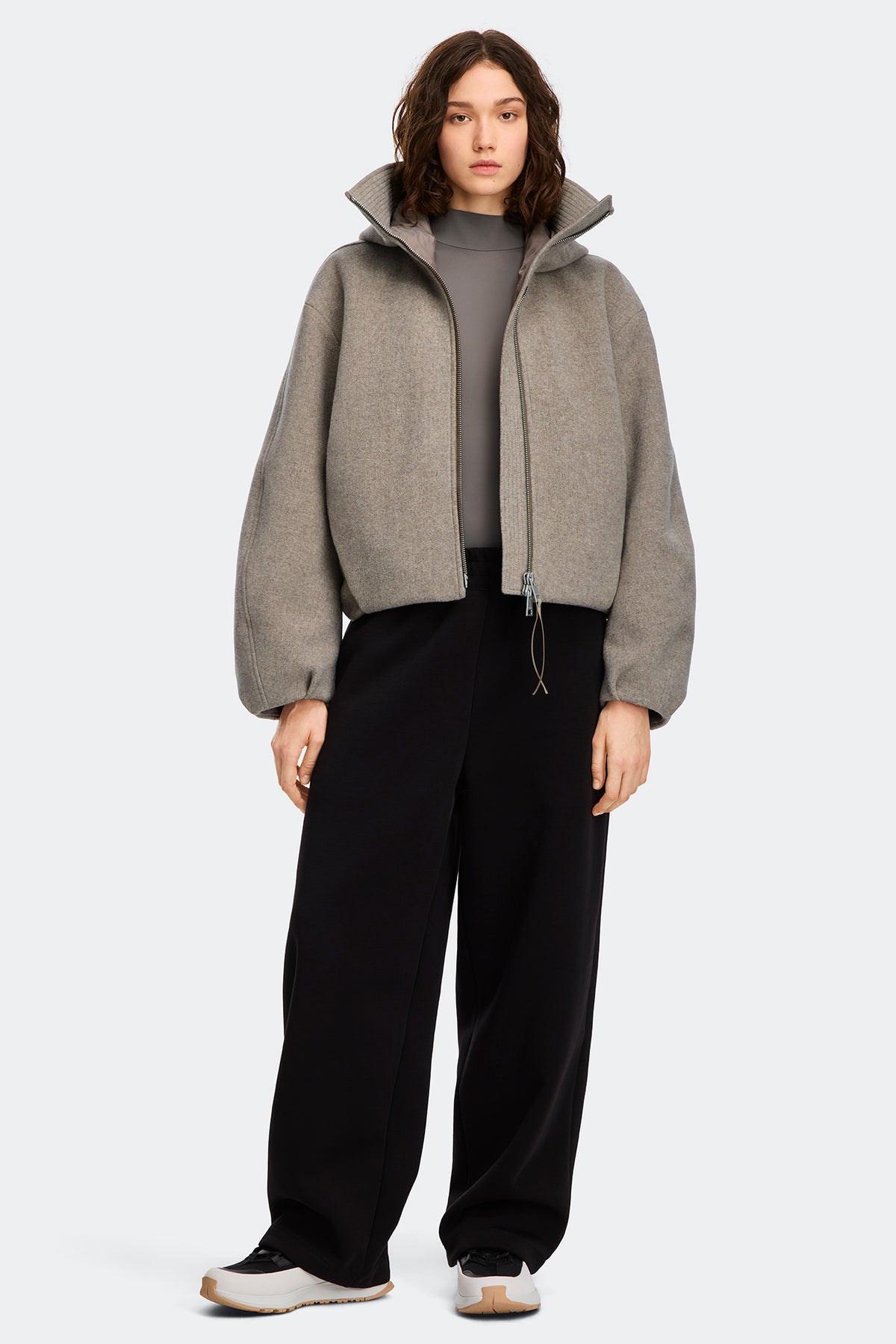 Chilliwack Wool Bomber - Black/Herringbone 9137 - on_full_body_01