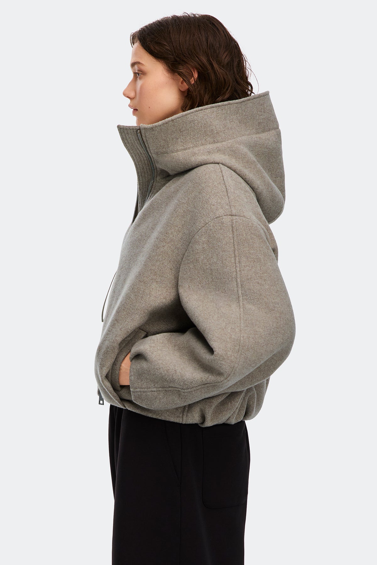 Chilliwack Wool Bomber - Black/Herringbone 9137 - on_side_01