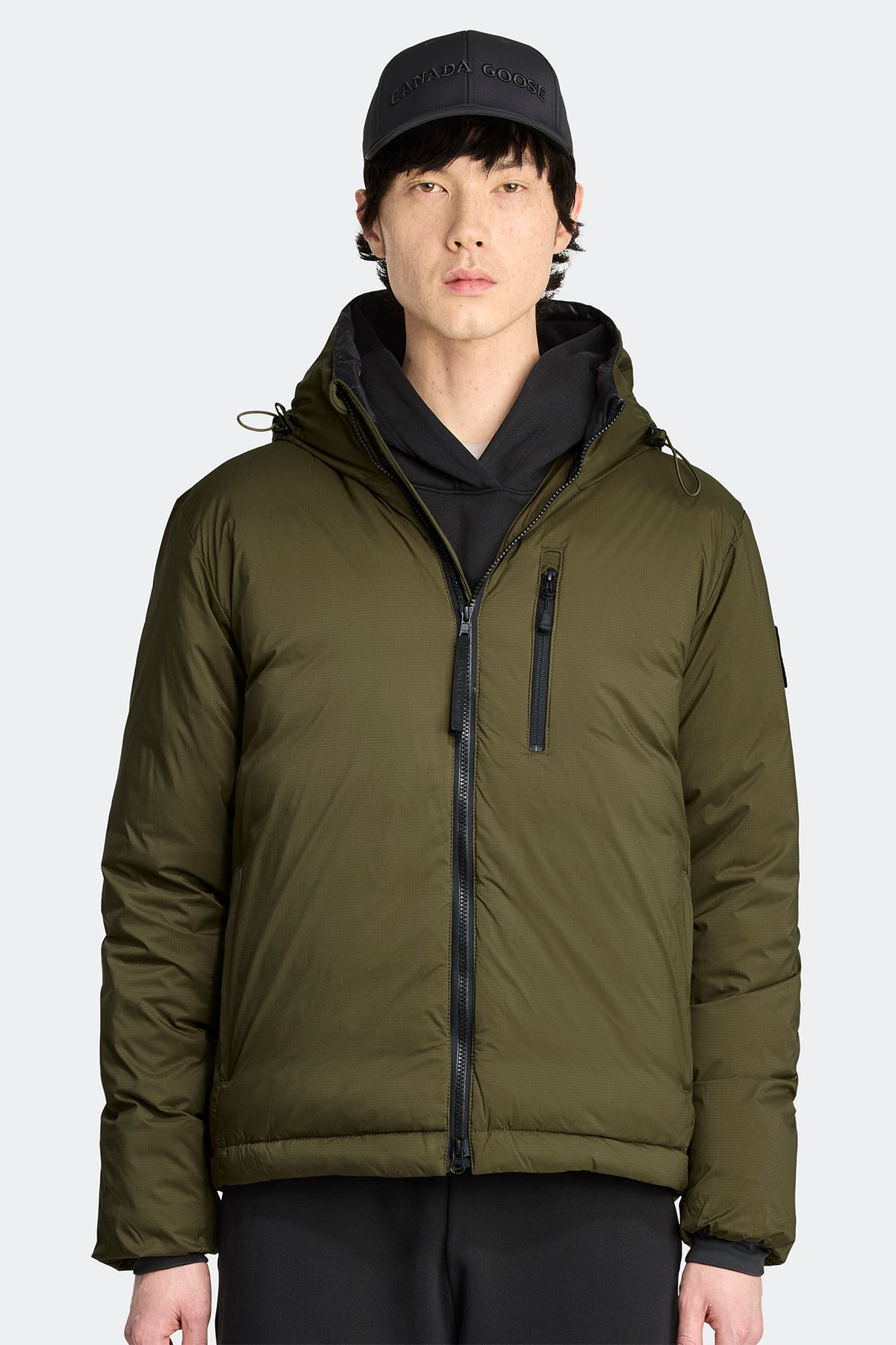 Lodge Hoodie Black Disc - Military Green 49 - on_front_01