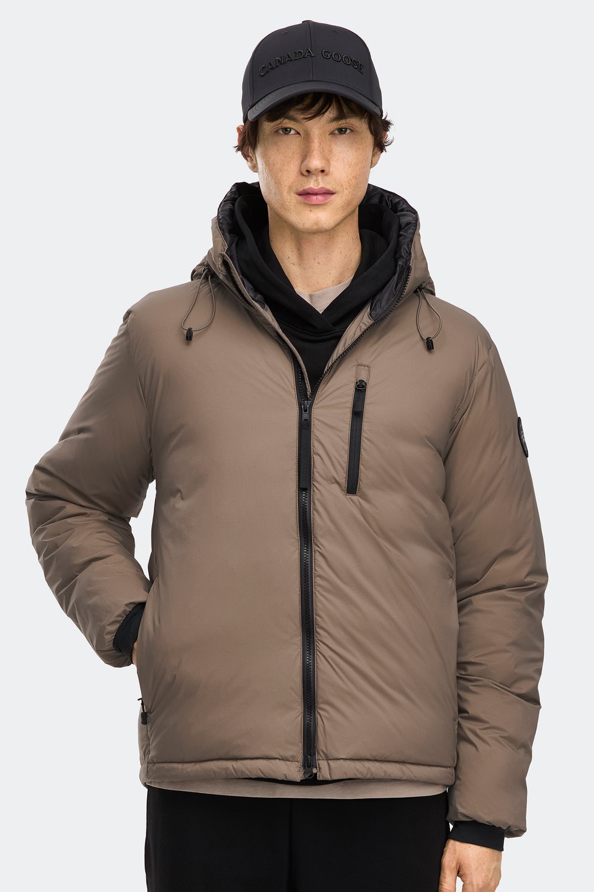 Lodge Hoodie Black Disc - Taupe Grey 9394 - on_front_01