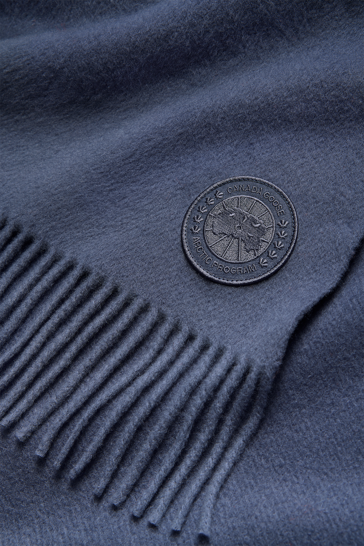 Wool Cashmere Blend Fringe Scarf - Dusk Blue 9128 - off_detail_01