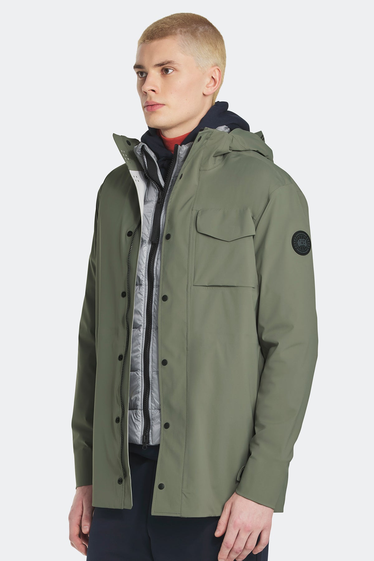 Nanaimo Rain Jacket Black Disc - Sagebrush 852 - on_front_open_01