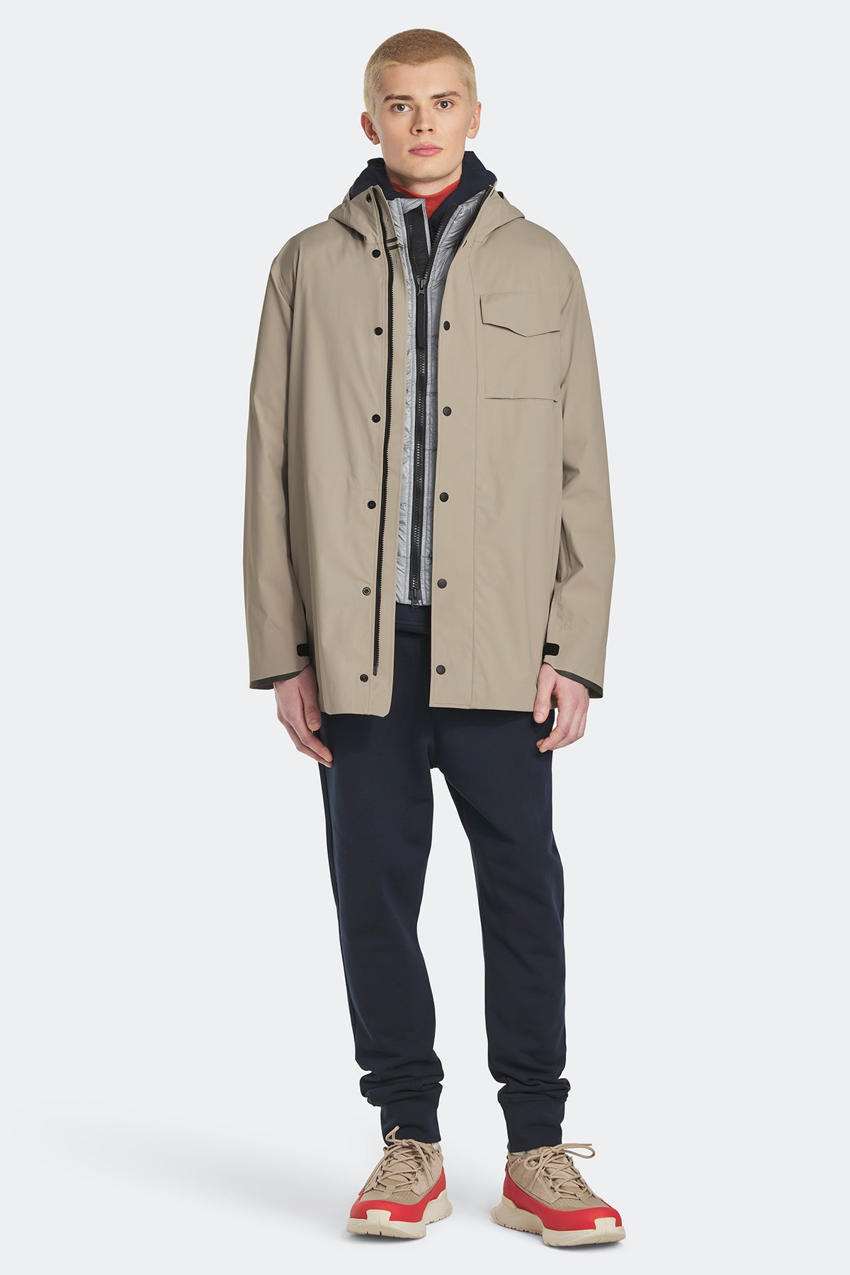 Nanaimo Rain Jacket Black Disc - Limestone 9432 - on_full_body_01