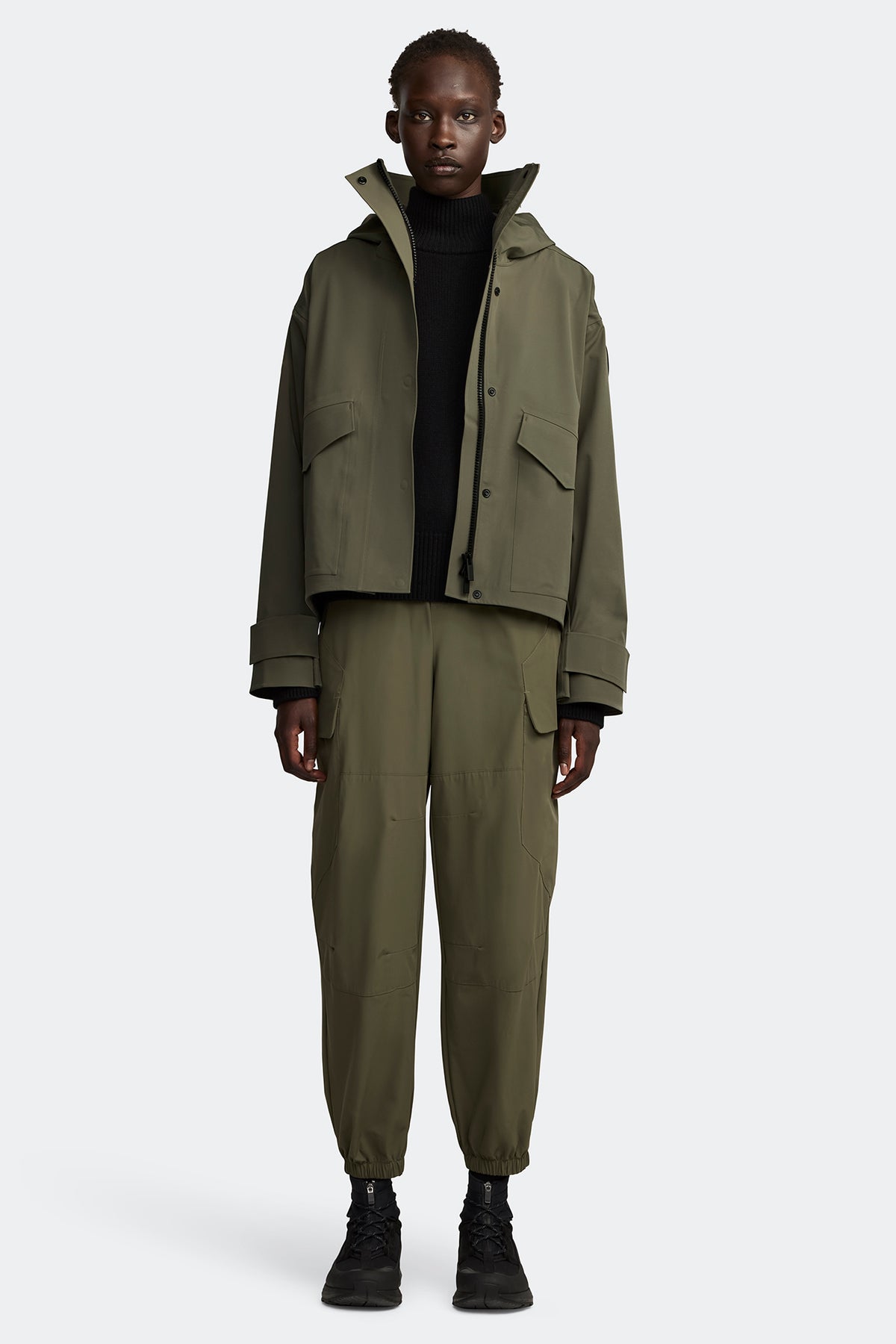 Tofino Rain Jacket Black Disc - Smokey Sage 9319 - on_full_body_01