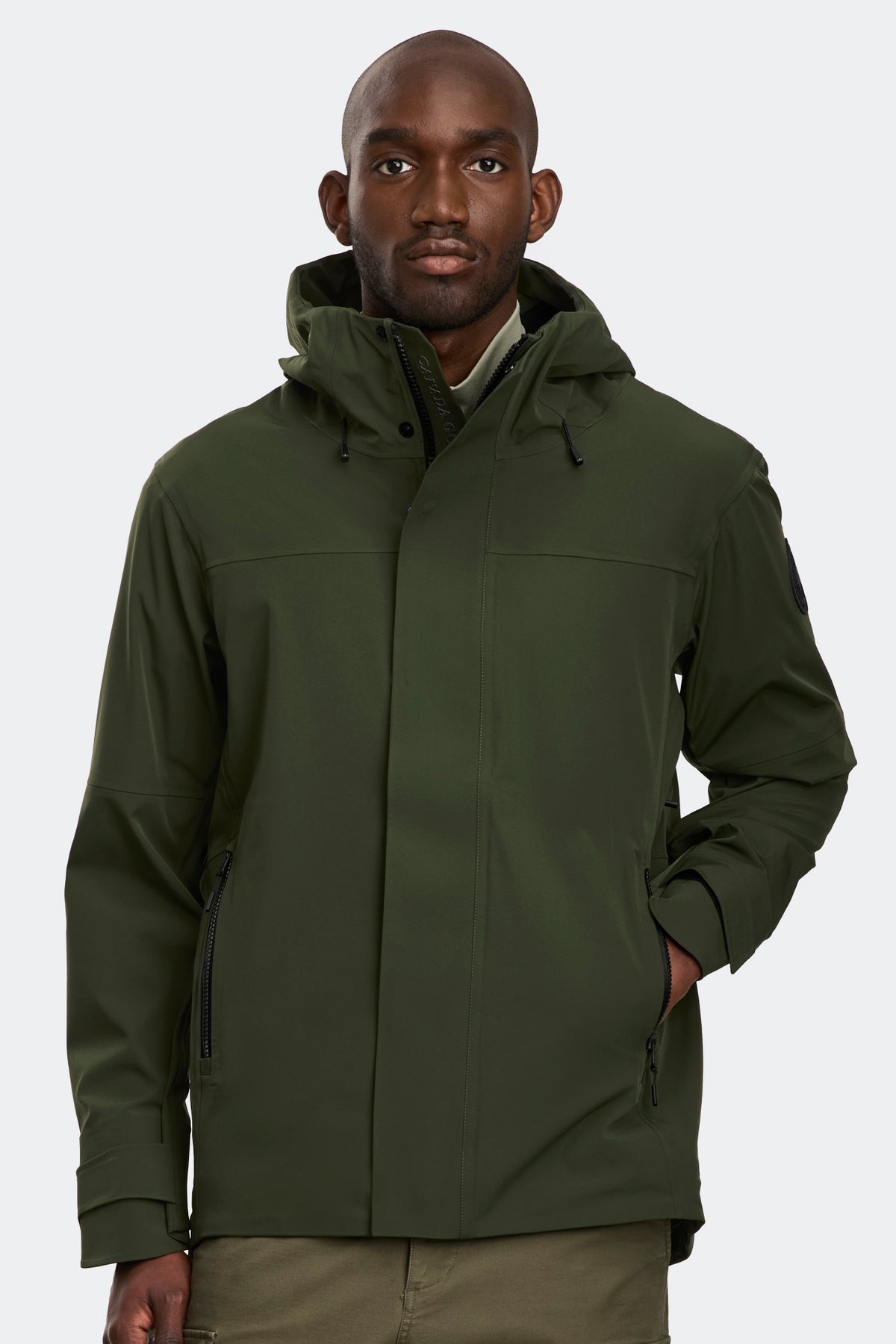 Rupert Rain Jacket Black Disc - Moss Khaki 9260 - on_front_closed_01