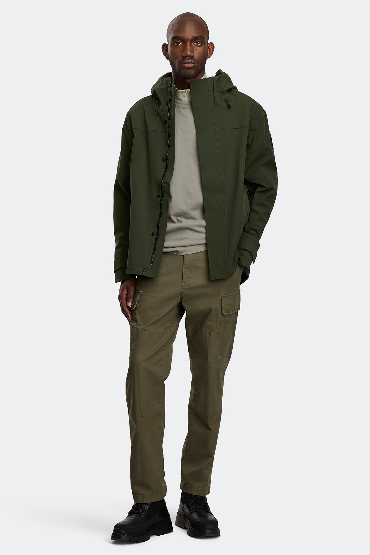 Rupert Rain Jacket Black Disc - Moss Khaki 9260 - on_full_body_01