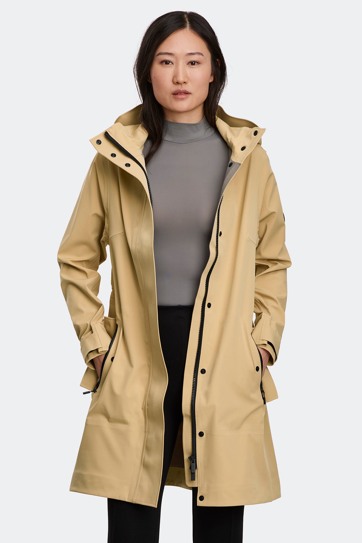 Cardero Rain Jacket Black Disc - Timber Sand 9110 - on_front_01