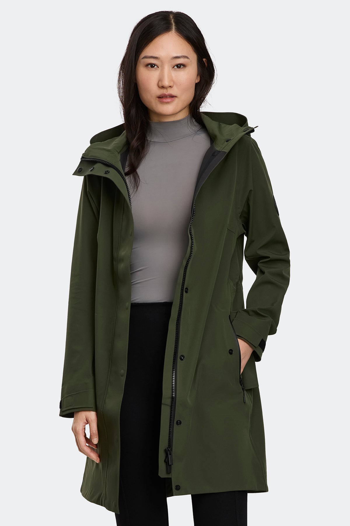 Cardero Rain Jacket Black Disc - Moss Khaki 9260 - on_front_01