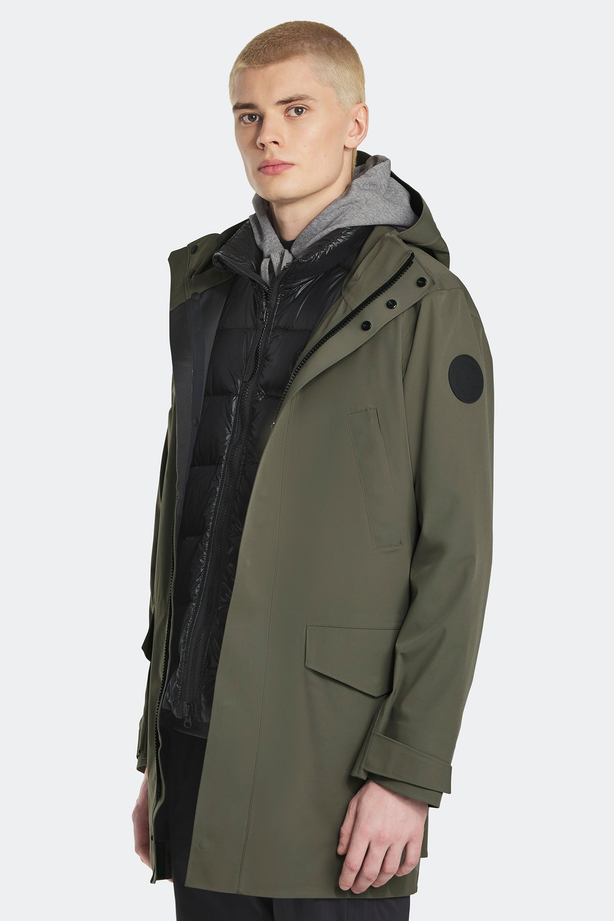 Barclay Rain Jacket Black Disc - Smokey Sage 1664 - on_front_open_01