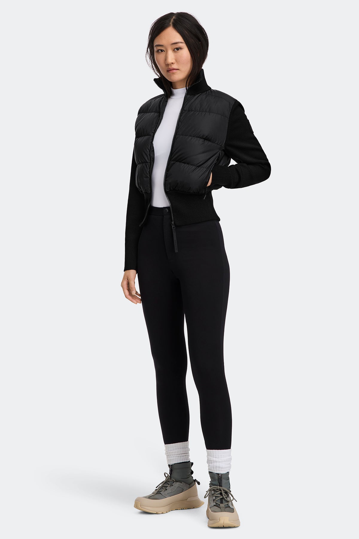 HyBridge® Wide Quilt Knit Jacket Tonal Disc - Black 9061 - on_full_body_01