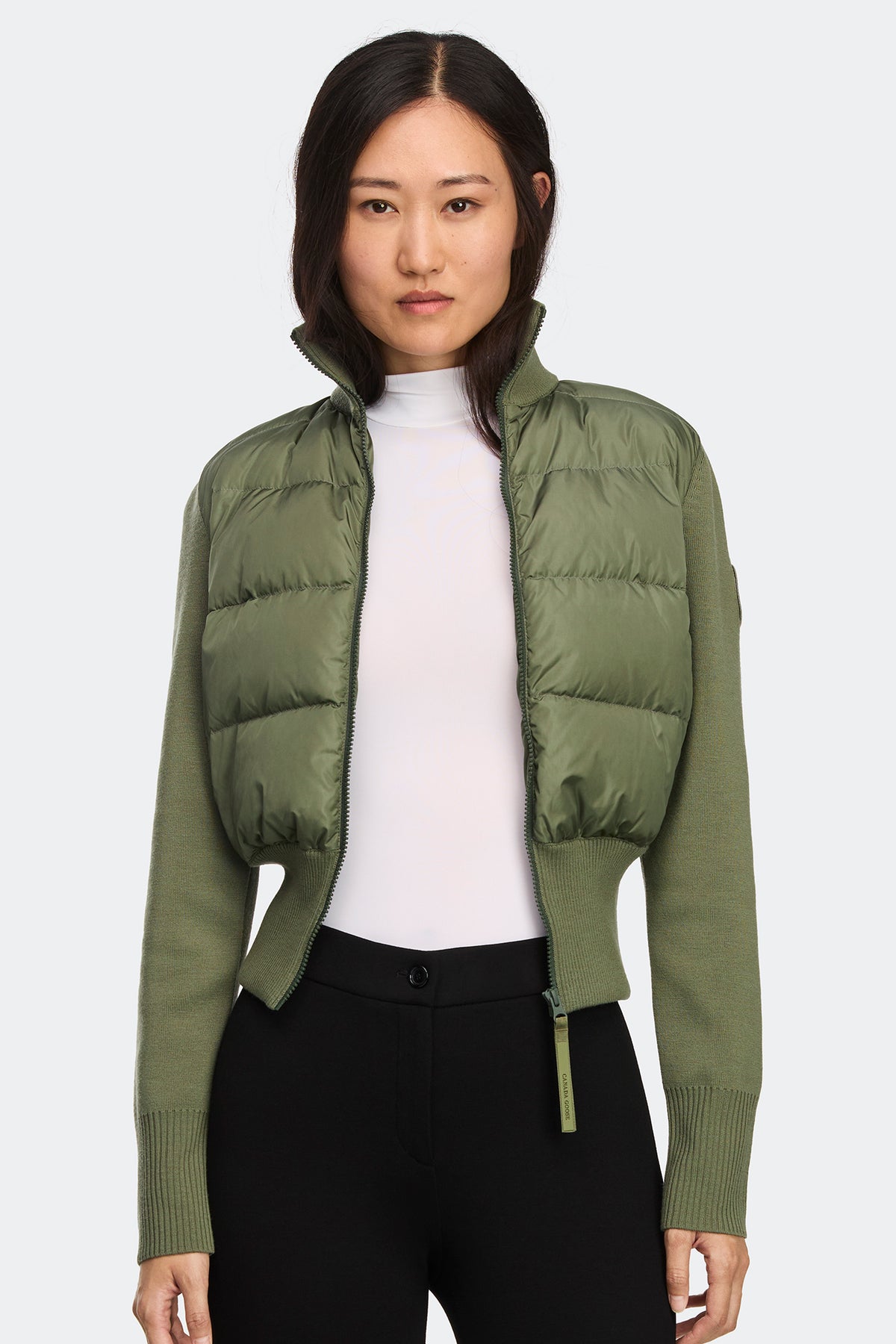 HyBridge® Wide Quilt Knit Jacket Tonal Disc - Vireo Green 9126 - on_front_01