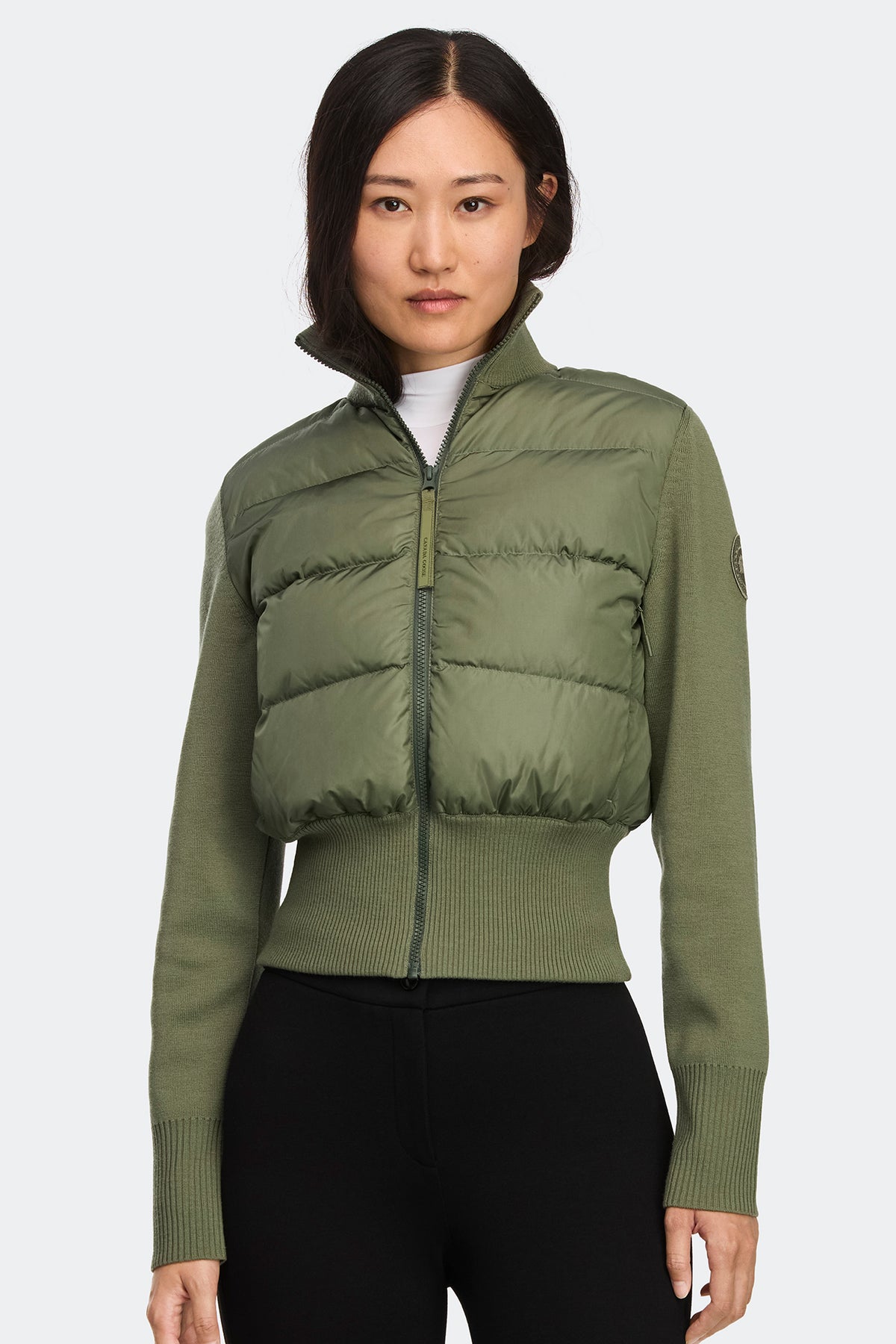 HyBridge® Wide Quilt Knit Jacket Tonal Disc - Vireo Green 9126 - on_front_closed_01