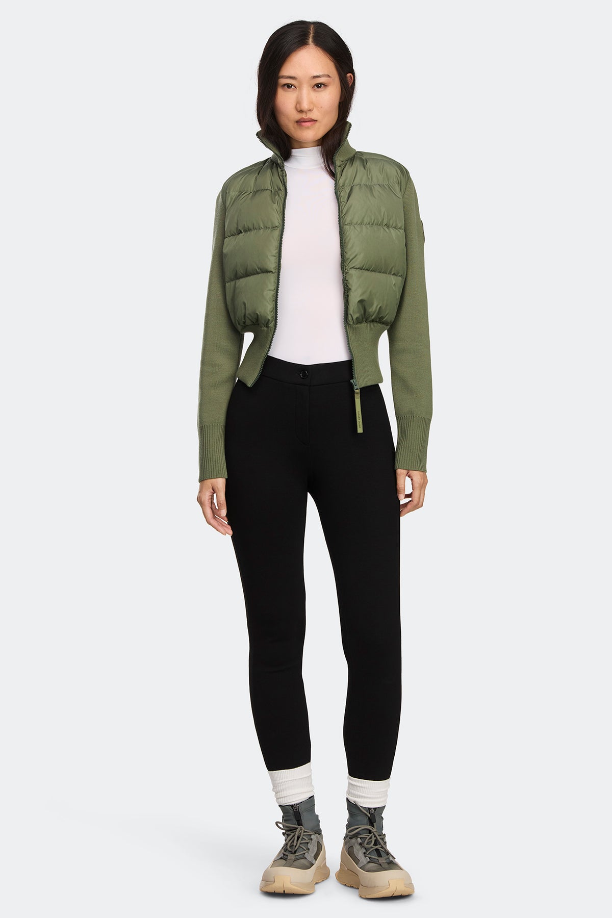 HyBridge® Wide Quilt Knit Jacket Tonal Disc - Vireo Green 9126 - on_full_body_01