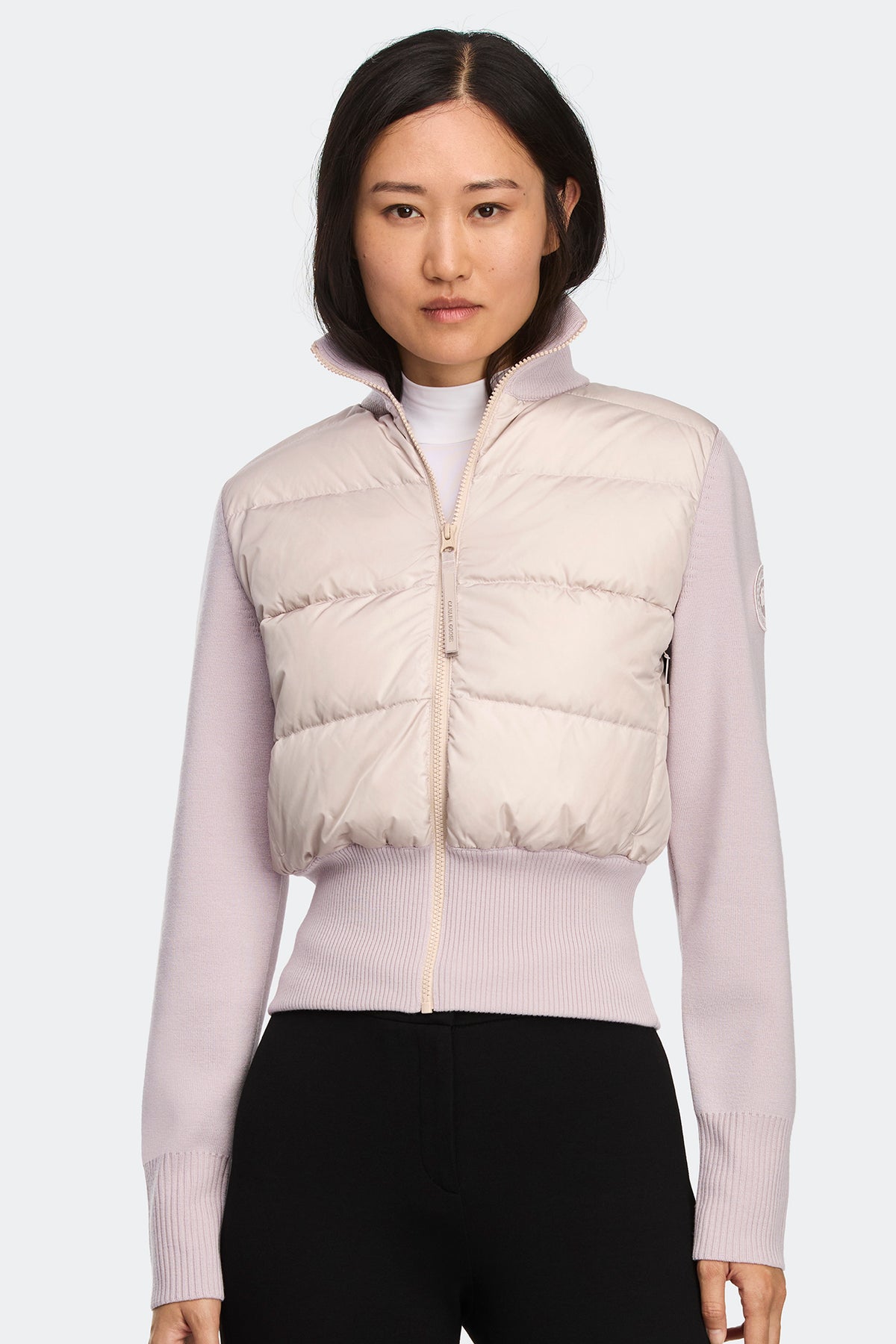 HyBridge® Wide Quilt Knit Jacket Tonal Disc - Lucent Rose 9856 - on_front_closed_01