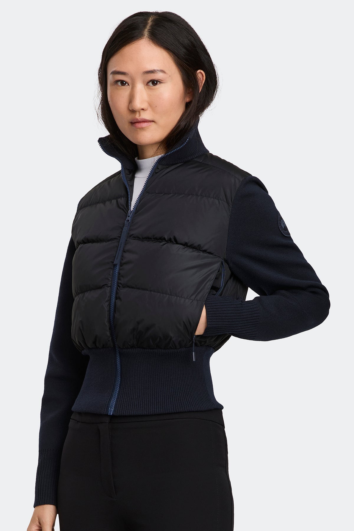 HyBridge® Wide Quilt Knit Jacket Tonal Disc - Nocturne 9858 - on_front_closed_01