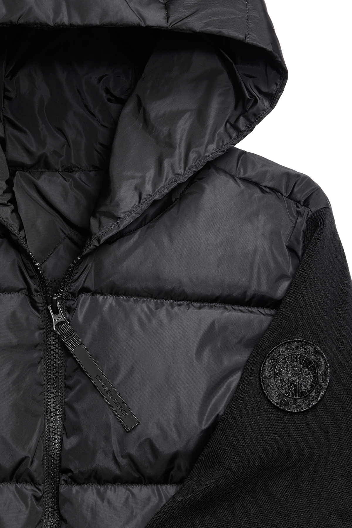 HyBridge® Wide Quilt Knit Hoodie Tonal Disc - Black 9061 - off_detail_01