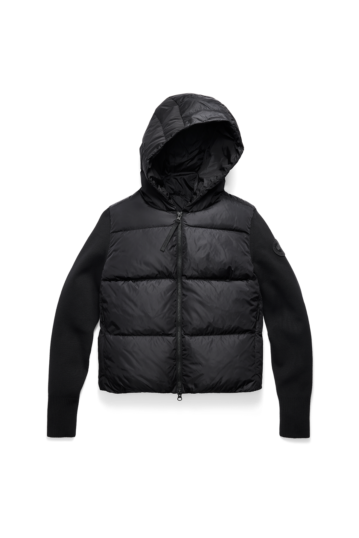 HyBridge® Wide Quilt Knit Hoodie Tonal Disc - Black 9061 - off_flat_lay_01