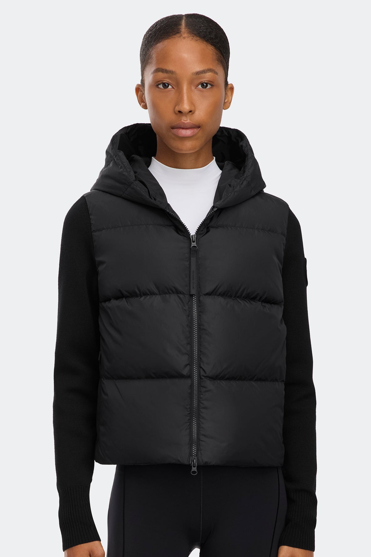 HyBridge® Wide Quilt Knit Hoodie Tonal Disc - Black 9061 - on_front_closed_01