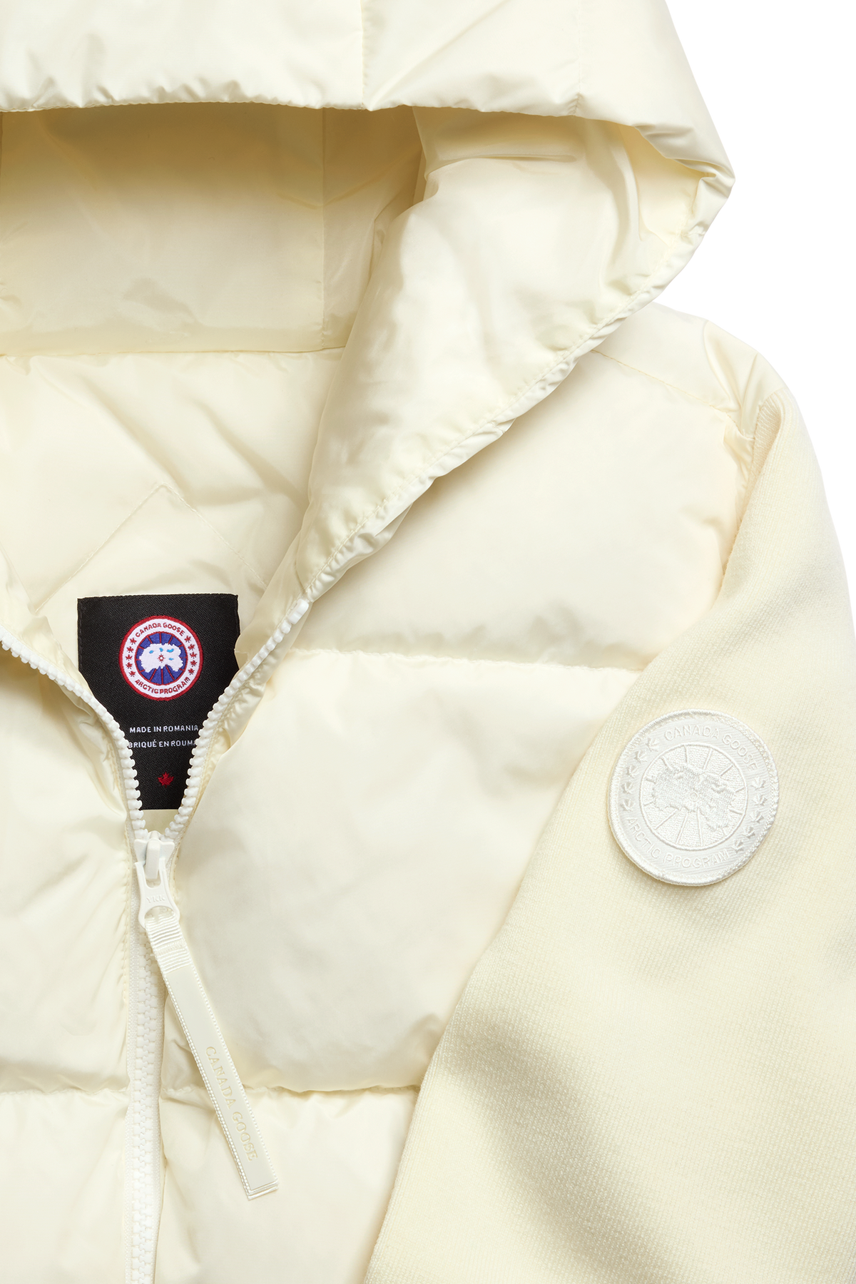 HyBridge® Wide Quilt Knit Hoodie Tonal Disc - Cottongrass 9467 - off_detail_01