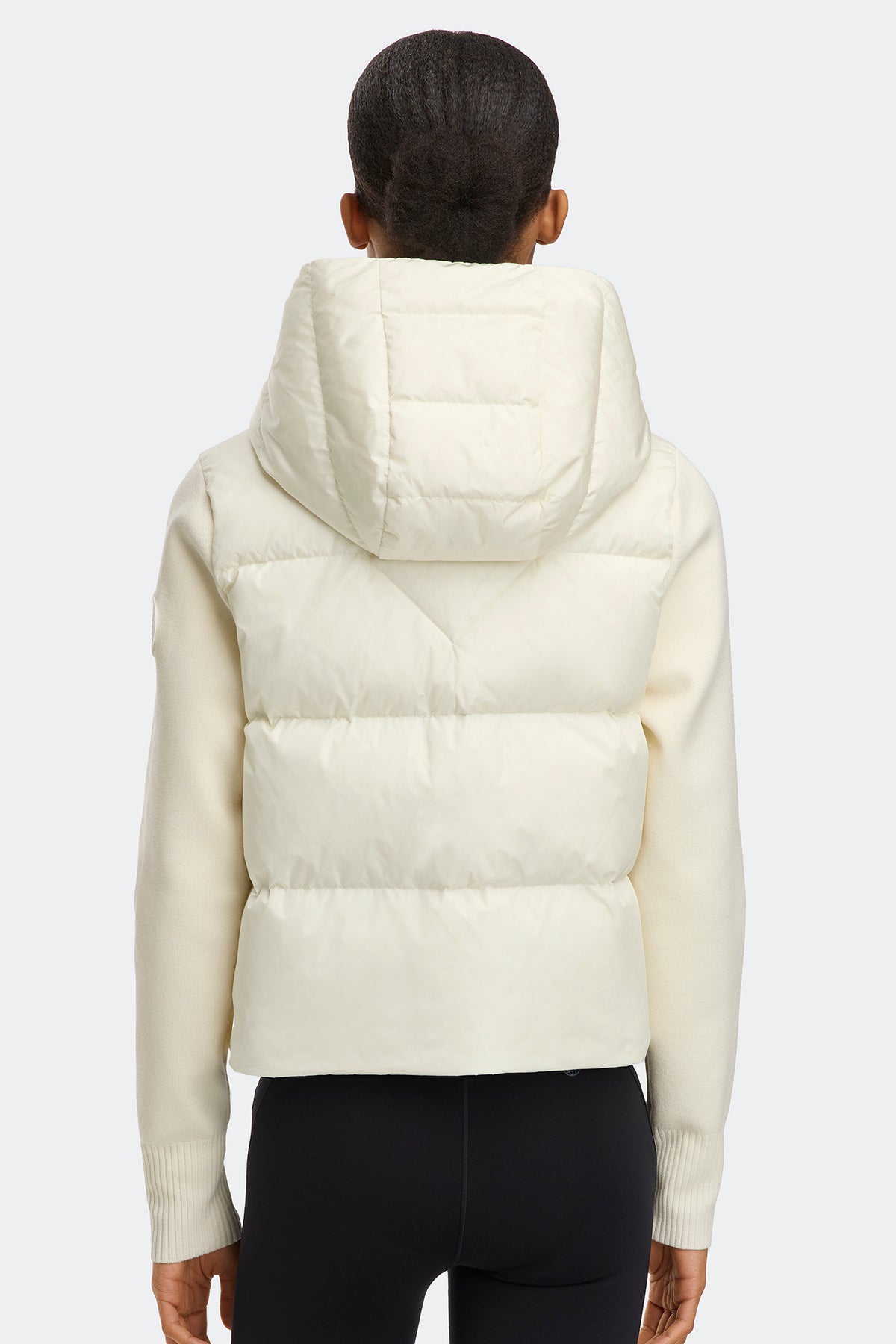 HyBridge® Wide Quilt Knit Hoodie Tonal Disc - Cottongrass 9467 - on_back_01