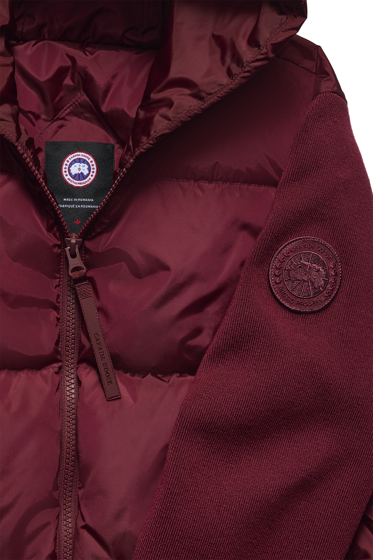 HyBridge® Wide Quilt Knit Hoodie Tonal Disc - Burnt Vermillion 9601 - off_detail_01