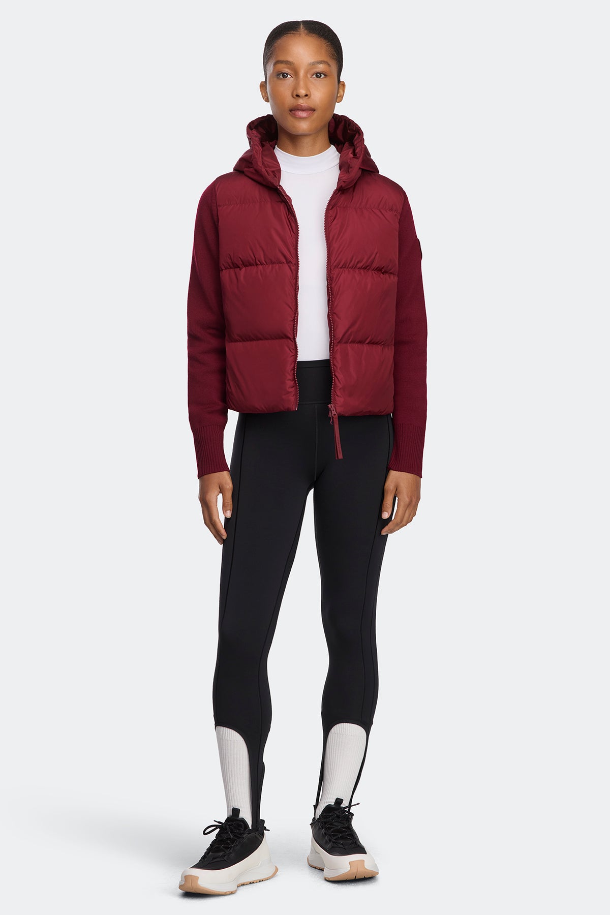 HyBridge® Wide Quilt Knit Hoodie Tonal Disc - Burnt Vermillion 9601 - on_full_body_01