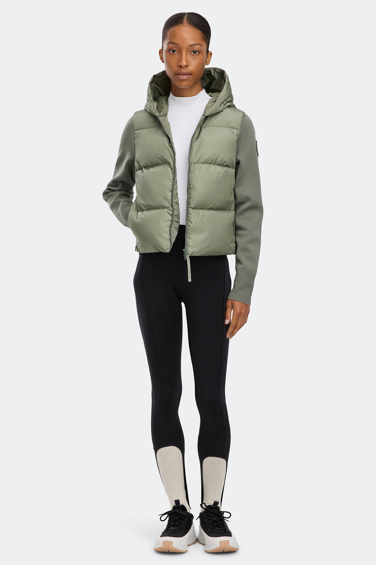HyBridge® Wide Quilt Knit Hoodie Tonal Disc - Sagebrush 9852 - on_full_body_01