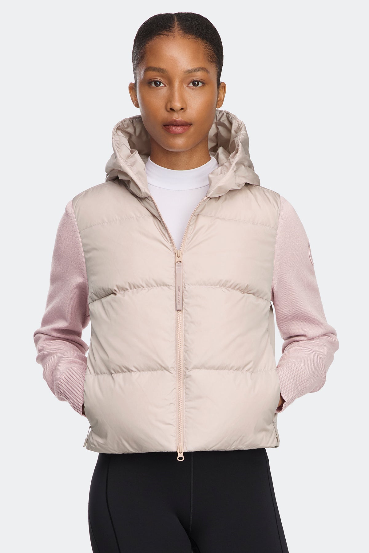 HyBridge® Wide Quilt Knit Hoodie Tonal Disc - Lucent Rose 9856 - on_front_closed_01