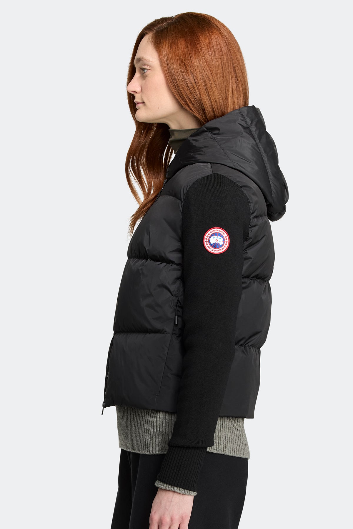 HyBridge® Wide Quilt Knit Hoodie - Black 61 - on_side_01