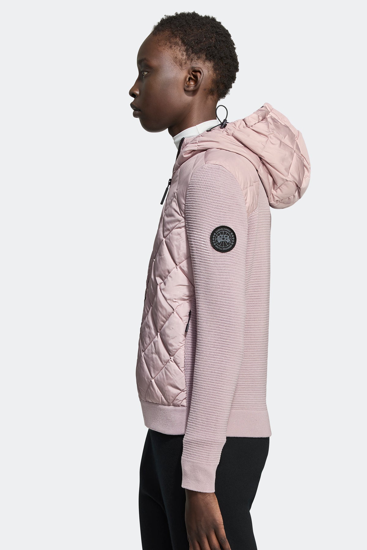 HyBridge® Quilted Knit Hoodie Black Disc - Lucent Rose 856 - on_side_01