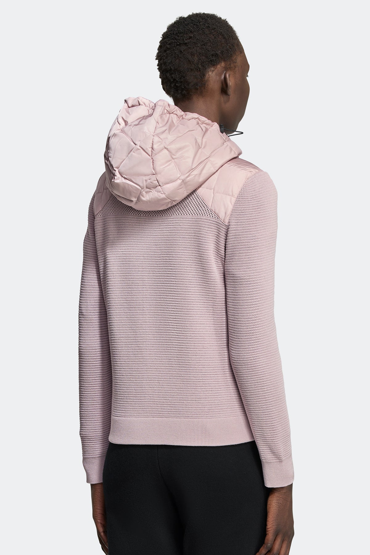 HyBridge® Quilted Knit Hoodie Black Disc - Lucent Rose 9856 - on_back_01