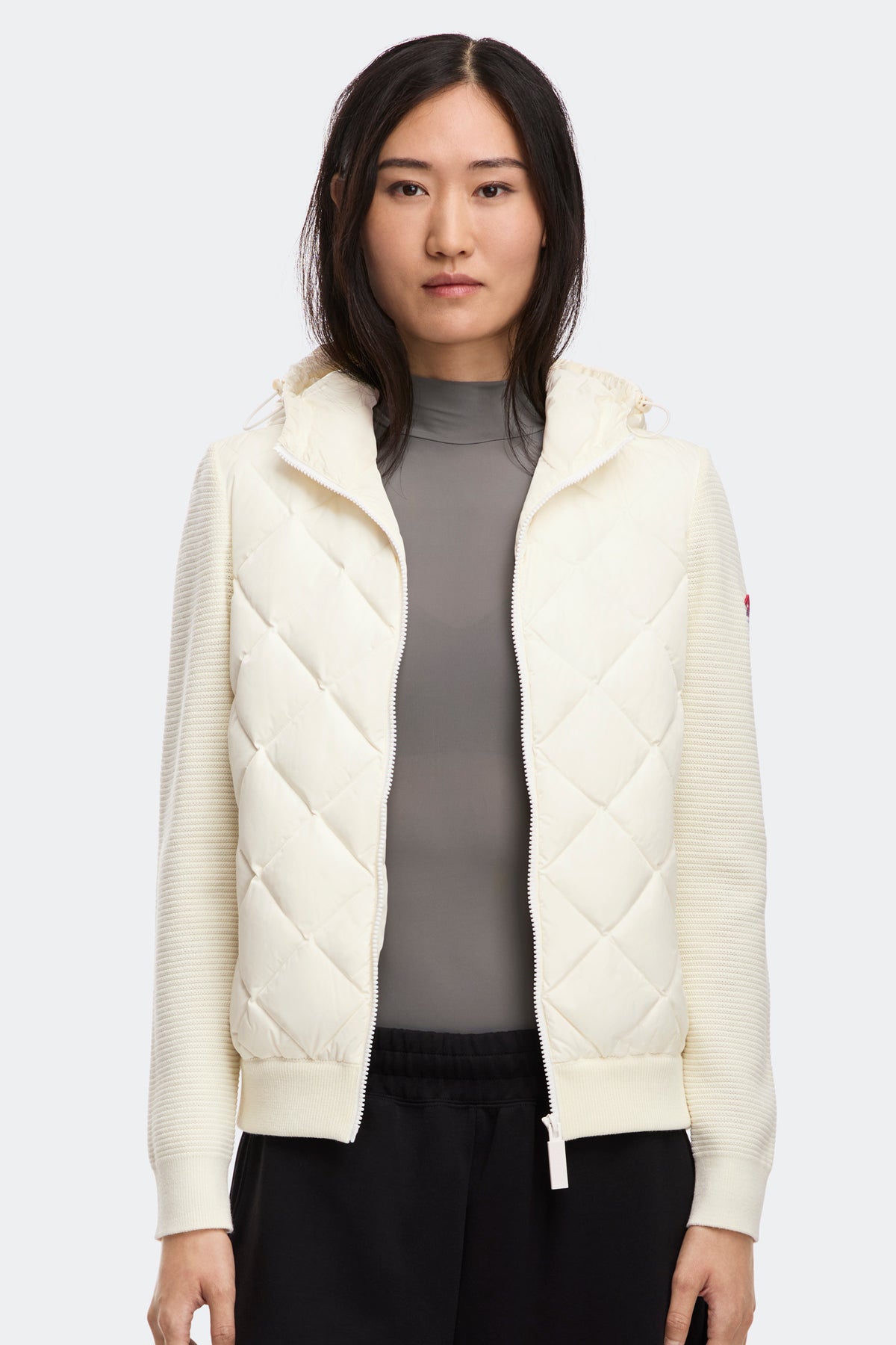 HyBridge® Quilted Knit Hoodie - Cottongrass 467 - on_front_01