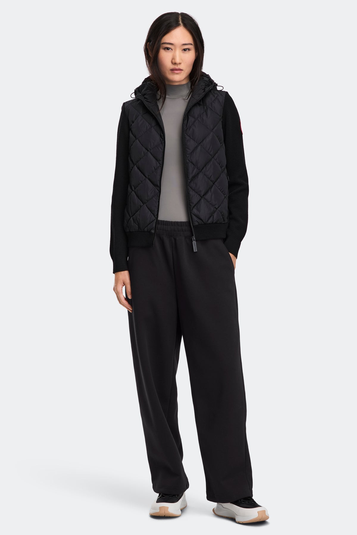 HyBridge® Quilted Knit Hoodie - Black 9061 - on_full_body_01