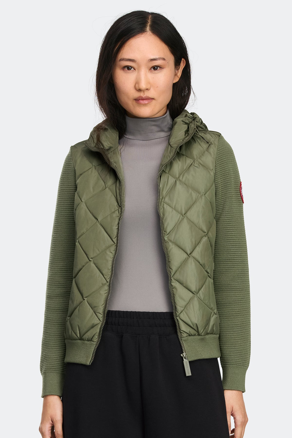 HyBridge® Quilted Knit Hoodie - Vireo Green 9126 - on_front_01