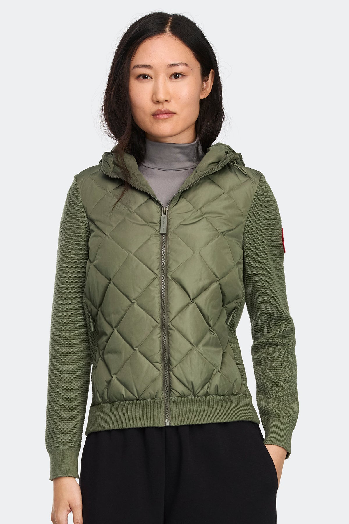 HyBridge® Quilted Knit Hoodie - Vireo Green 9126 - on_front_closed_01