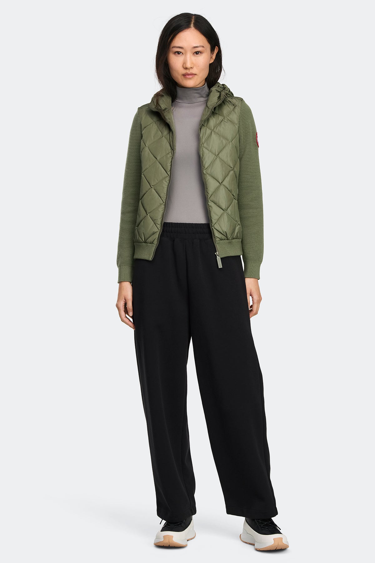 HyBridge® Quilted Knit Hoodie - Vireo Green 9126 - on_full_body_01