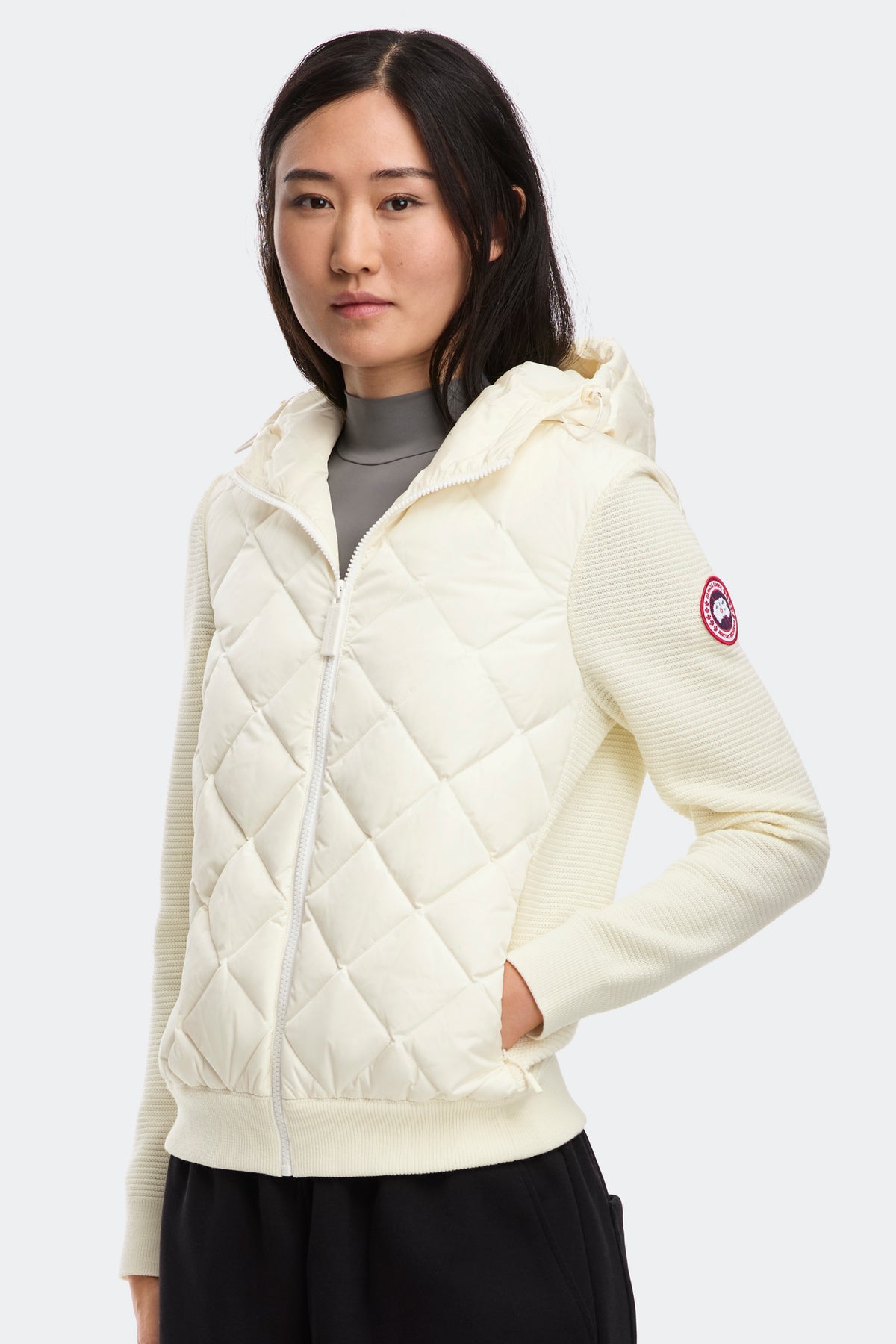 HyBridge® Quilted Knit Hoodie - Cottongrass 9467 - on_front_closed_01