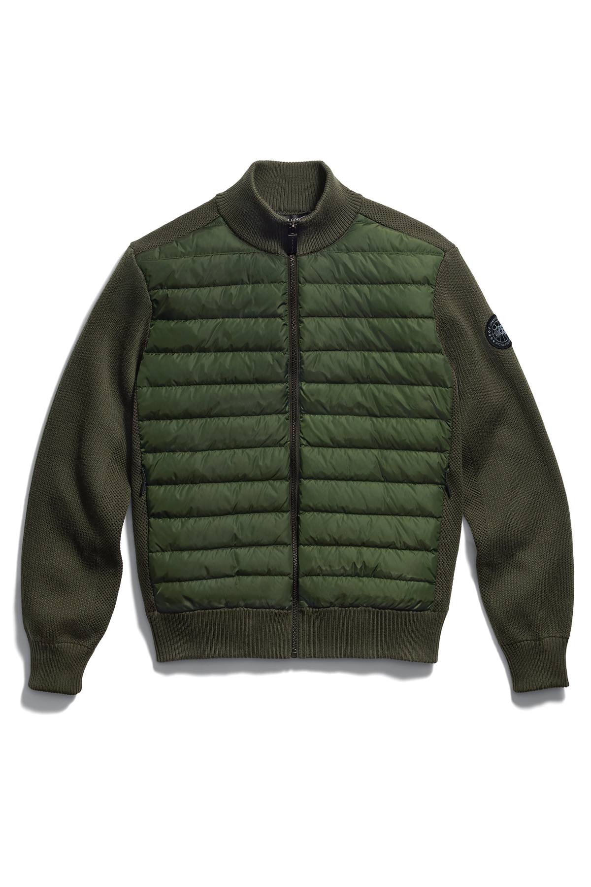HyBridge® Knit Jacket Black Disc - Moss Khaki 9260 - off_flat_lay_01