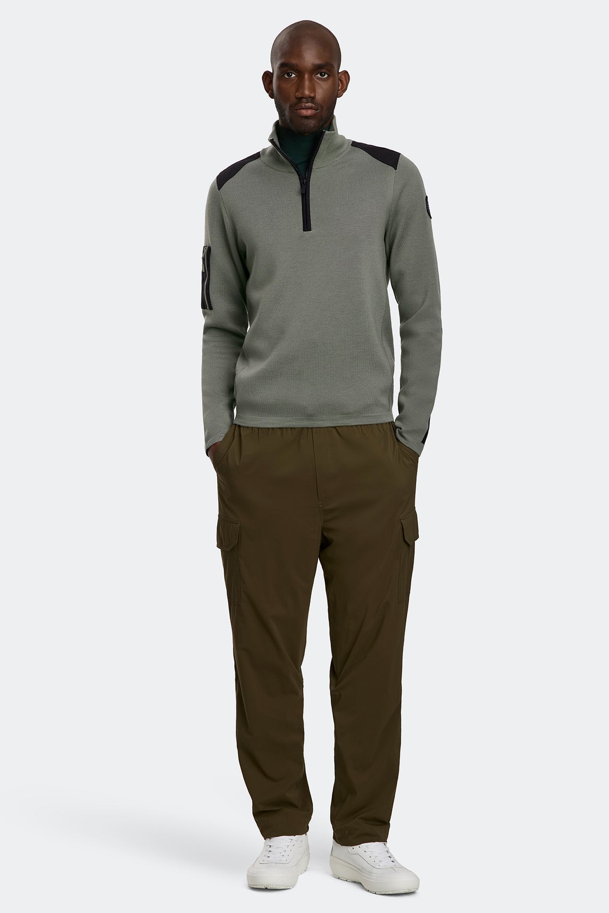Stormont Quarter Zip Sweater Black Disc - Sagebrush 9852 - on_full_body_01