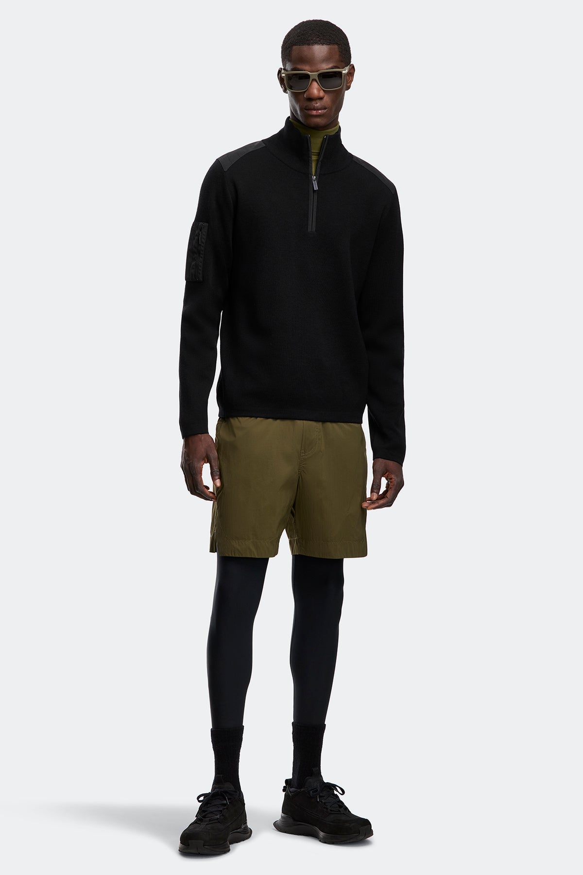 Stormont Quarter Zip Sweater - Black 61 - on_full_body_01