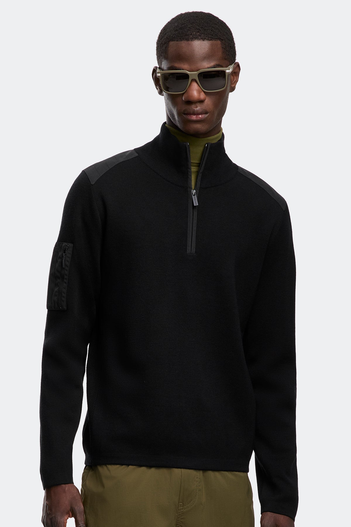Stormont Quarter Zip Sweater - Black 9061 - on_front_01