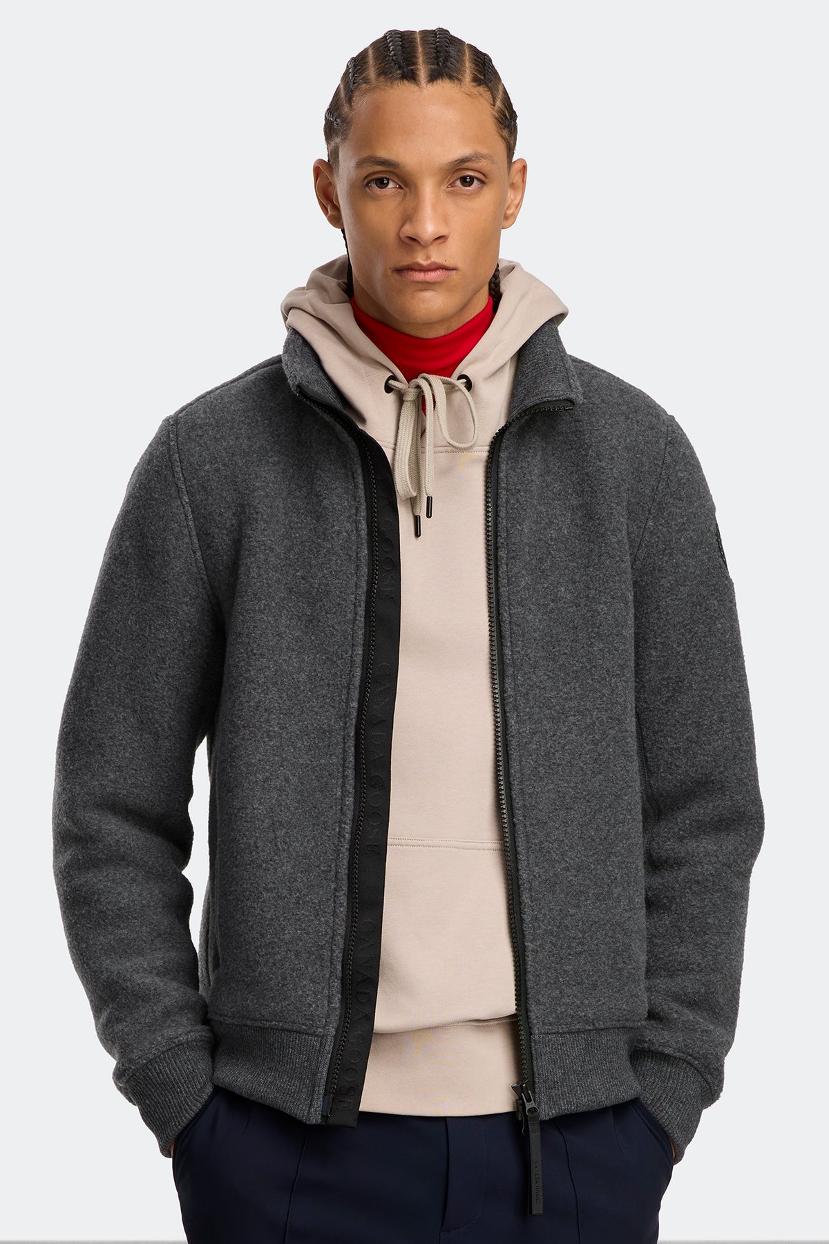 Lawson Fleece Jacket Black Disc - Quarry Grey 211 - on_front_01